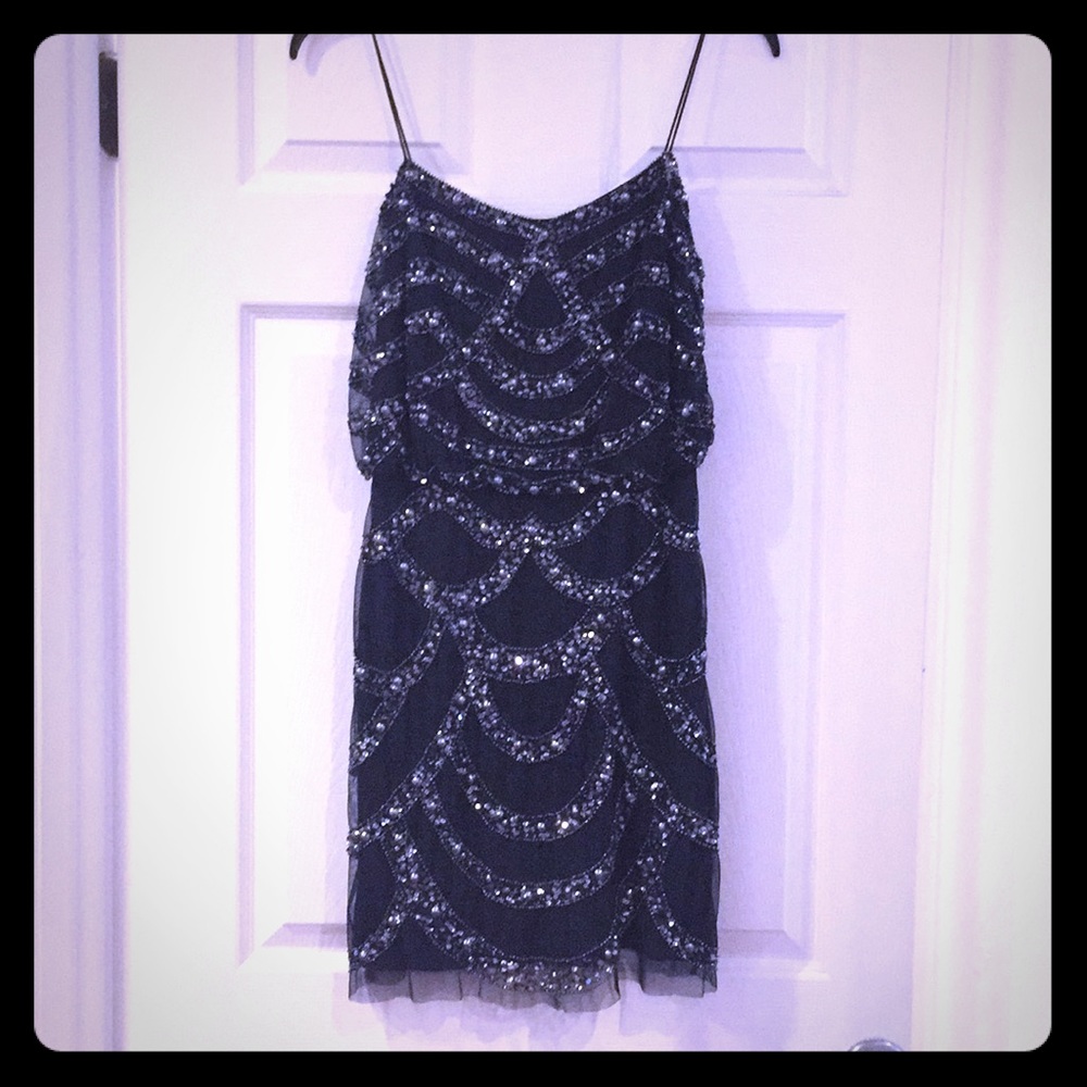 Navy and silver awesome cocktail dress
